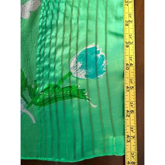 Vera Neumann Scarf Women Green Vintage Floral Silk Blend Verasheer 13x43" - Picture 5 of 5